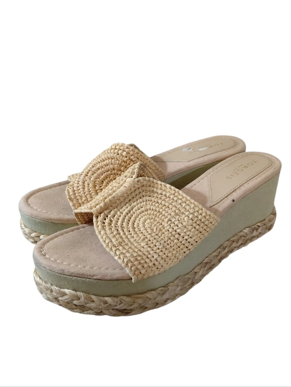 Torgēis Women's Woven Straw Slide Wedge Sandals